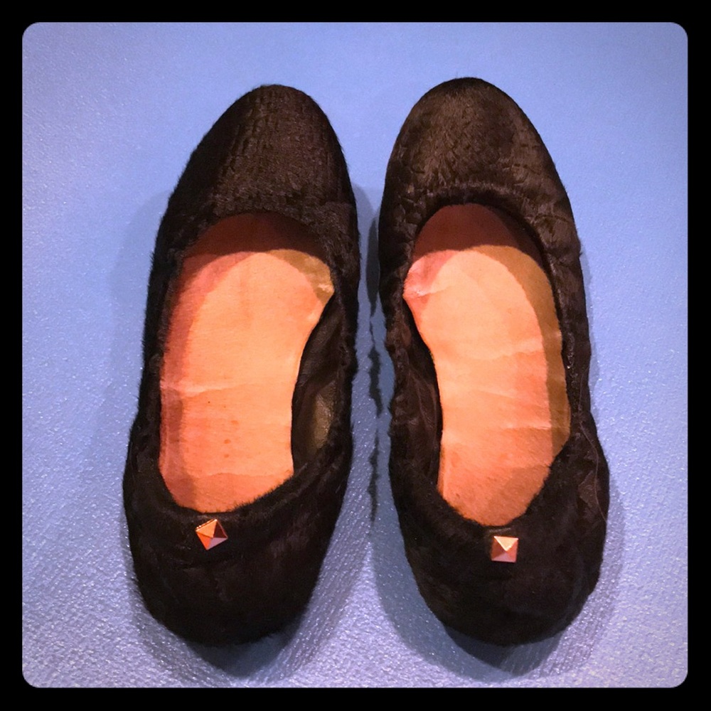 Elorie Ballerina Flats Black Size 9 Calf Hair